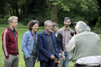 vlnr: Falk Richter, Barbara Kantel, Staffan Valdemar Holm, Nora Schlocker, Nurkan Erpulat; Foto: Sebastian Hoppe vlnr: Falk Richter, Barbara Kantel, Staffan Valdemar Holm, Nora Schlocker, Nurkan Erpulat; Foto: Sebastian Hoppe