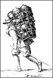 Düppenkrämer von Frans Hogenberg, in: Händlerrufe aus Köln, 1589